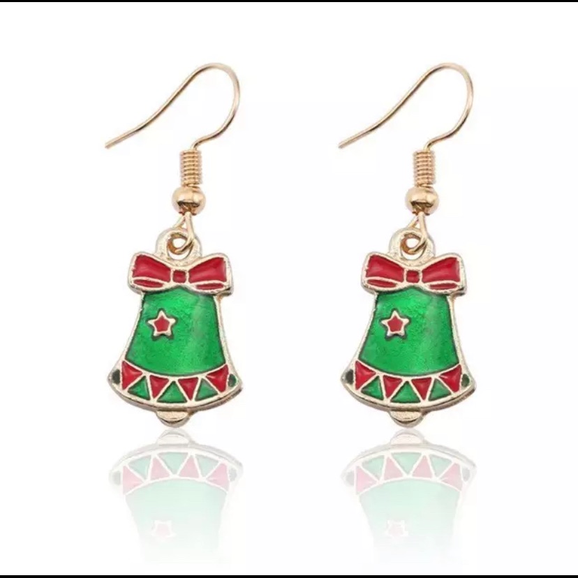Christmas Bell Enameled Dangle Earrings 15$